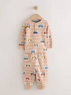 Ecru/Blue Relaxed Button Neck Pyjamas Set 3 Pack (9mths-8yrs)