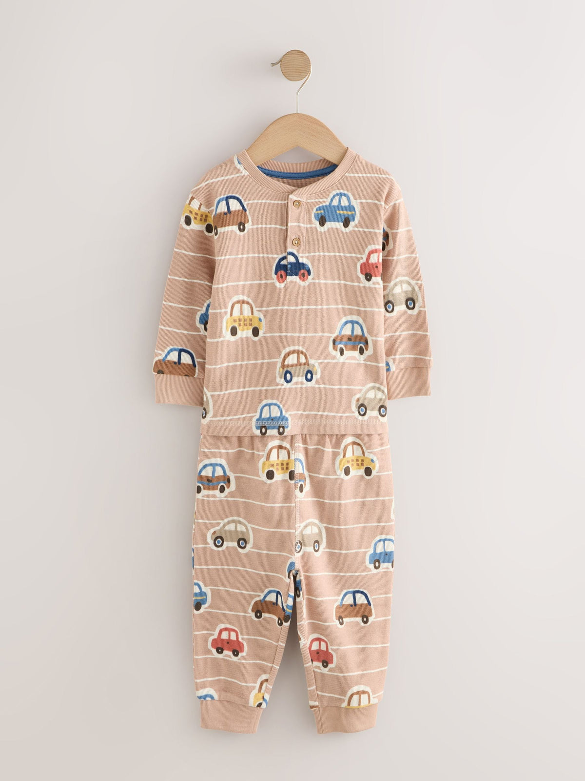 Ecru/Blue Relaxed Button Neck Pyjamas Set 3 Pack (9mths-8yrs)