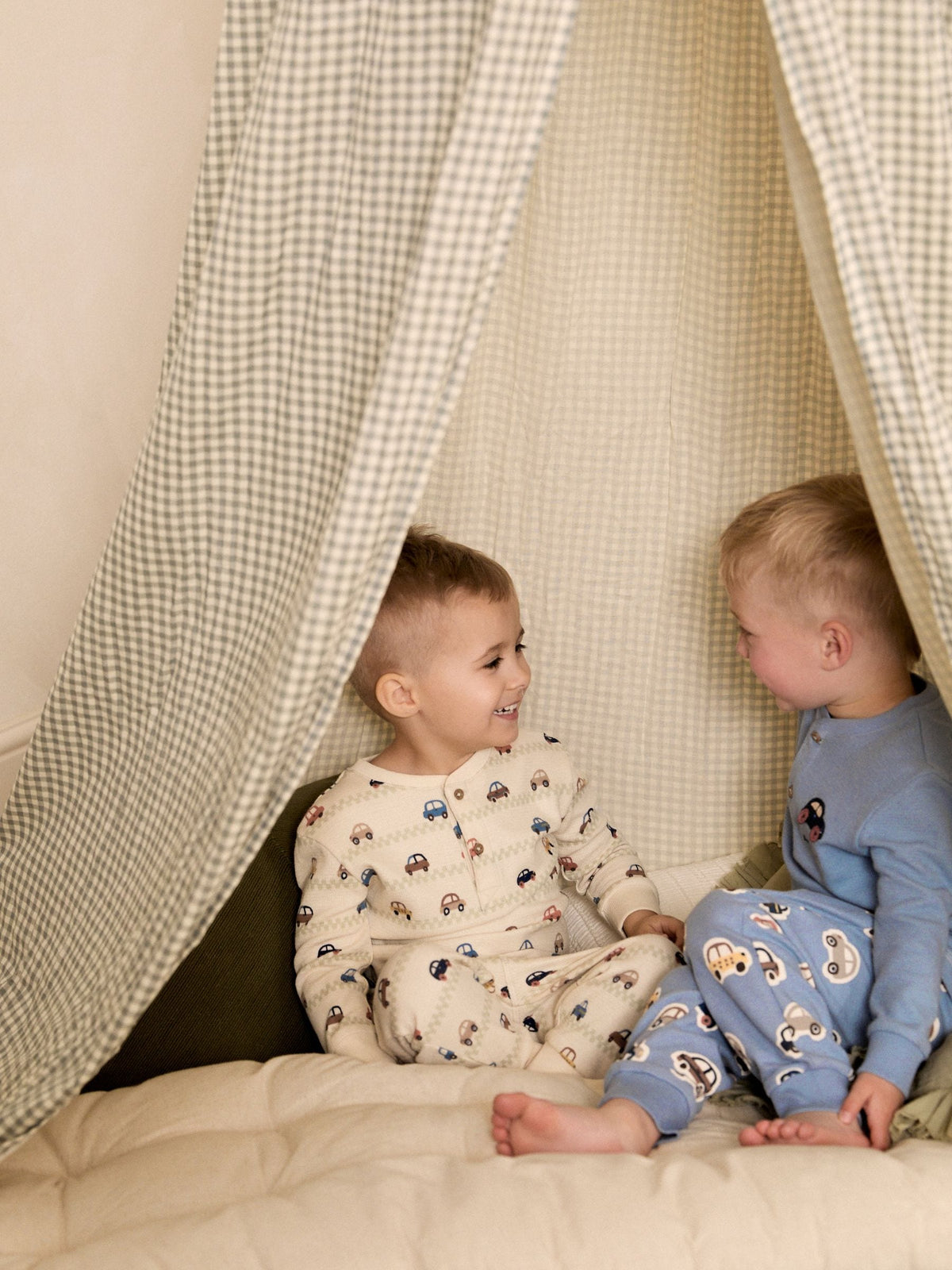 Ecru/Blue Relaxed Button Neck Pyjamas Set 3 Pack (9mths-8yrs)