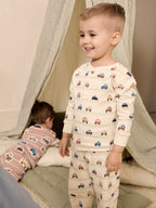 Ecru/Blue Relaxed Button Neck Pyjamas Set 3 Pack (9mths-8yrs)