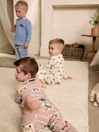 Ecru/Blue Relaxed Button Neck Pyjamas Set 3 Pack (9mths-8yrs)