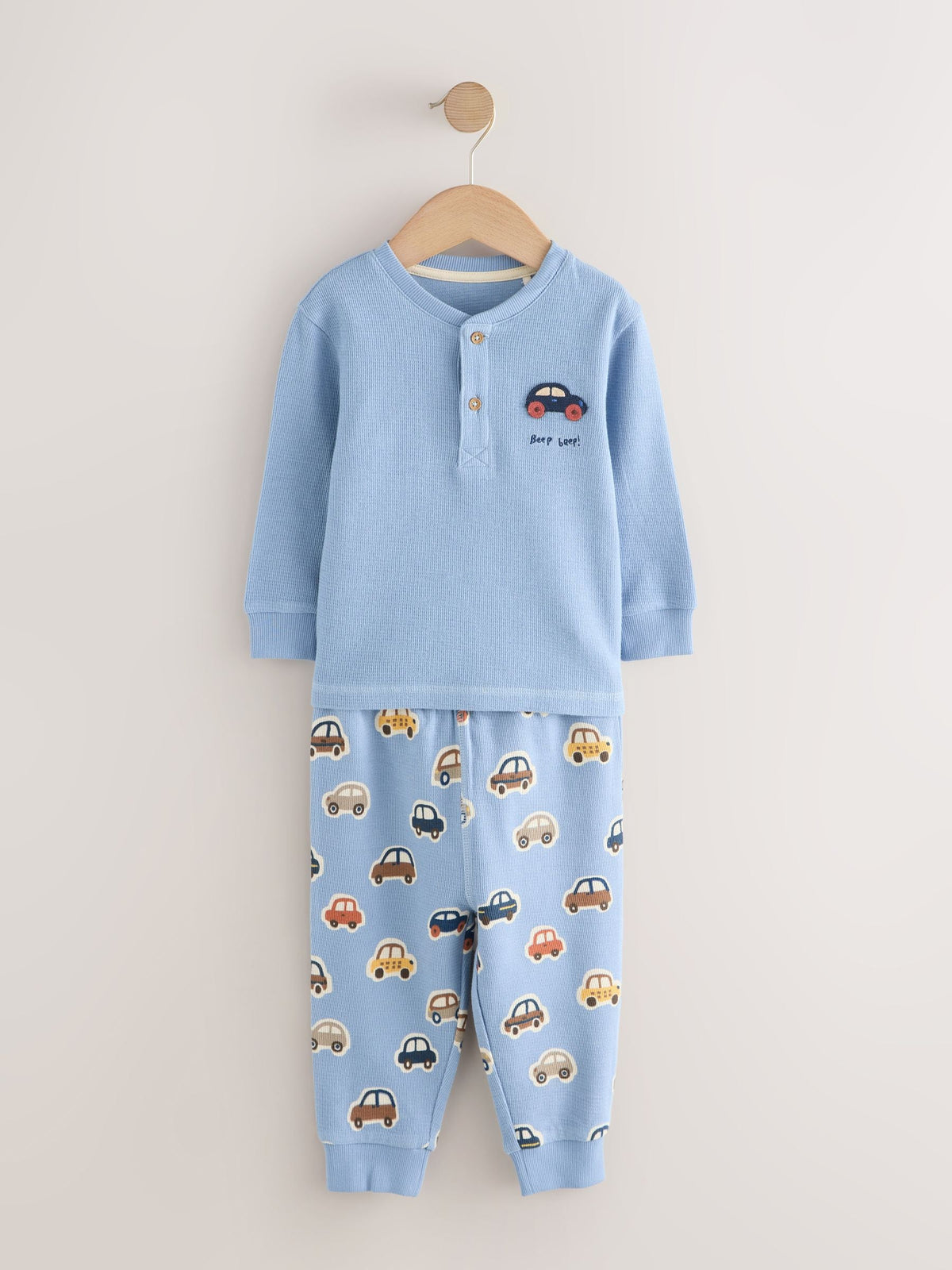 Ecru/Blue Relaxed Button Neck Pyjamas Set 3 Pack (9mths-8yrs)