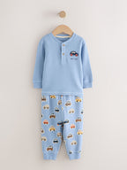 Ecru/Blue Relaxed Button Neck Pyjamas Set 3 Pack (9mths-8yrs)