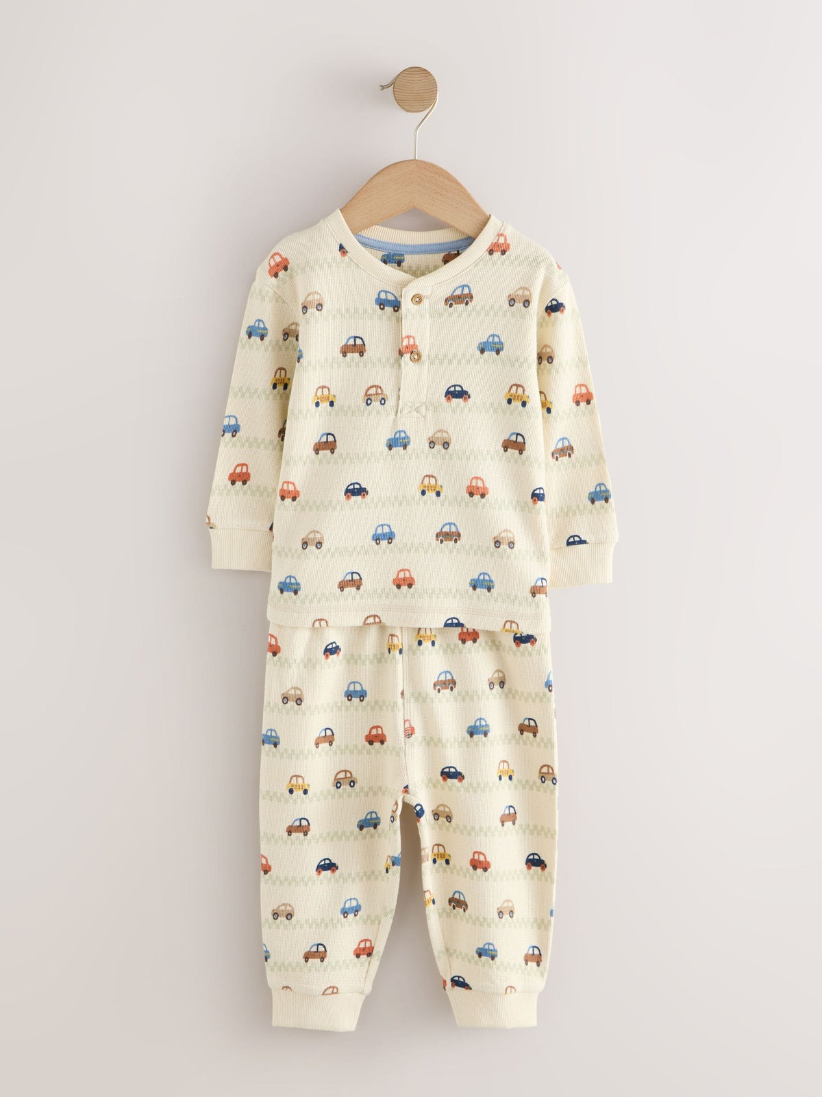 Ecru/Blue Relaxed Button Neck Pyjamas Set 3 Pack (9mths-8yrs)