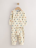 Ecru/Blue Relaxed Button Neck Pyjamas Set 3 Pack (9mths-8yrs)