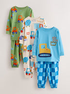 Bright Digger Long Sleeve Oversized Pyjamas 3 Pack (9mths-8yrs)