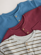 Blue/Grey/Maroon Snuggle Pyjamas Set 3 Pack (9mths-12yrs)