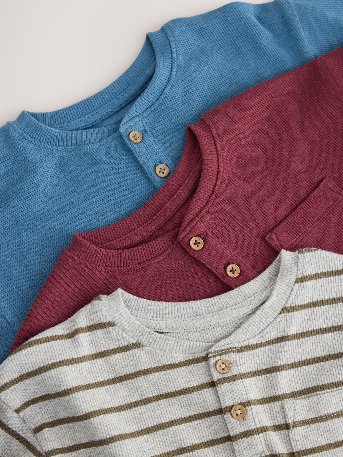 Blue/Grey/Maroon Snuggle Pyjamas Set 3 Pack (9mths-12yrs)