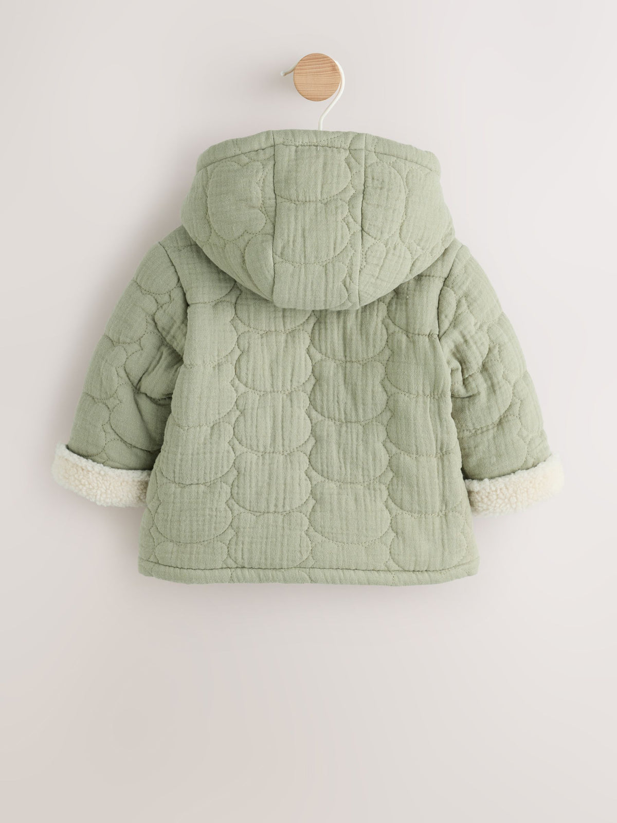 Sage Green Crinkle Bear Face Quilted Baby Jacket (0mths-2yrs)