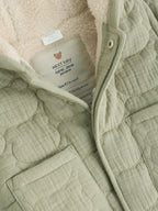Sage Green Crinkle Bear Face Quilted Baby Jacket (0mths-2yrs)
