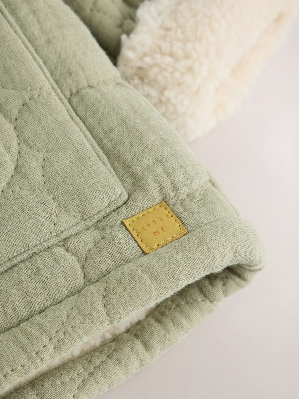 Sage Green Crinkle Bear Face Quilted Baby Jacket (0mths-2yrs)