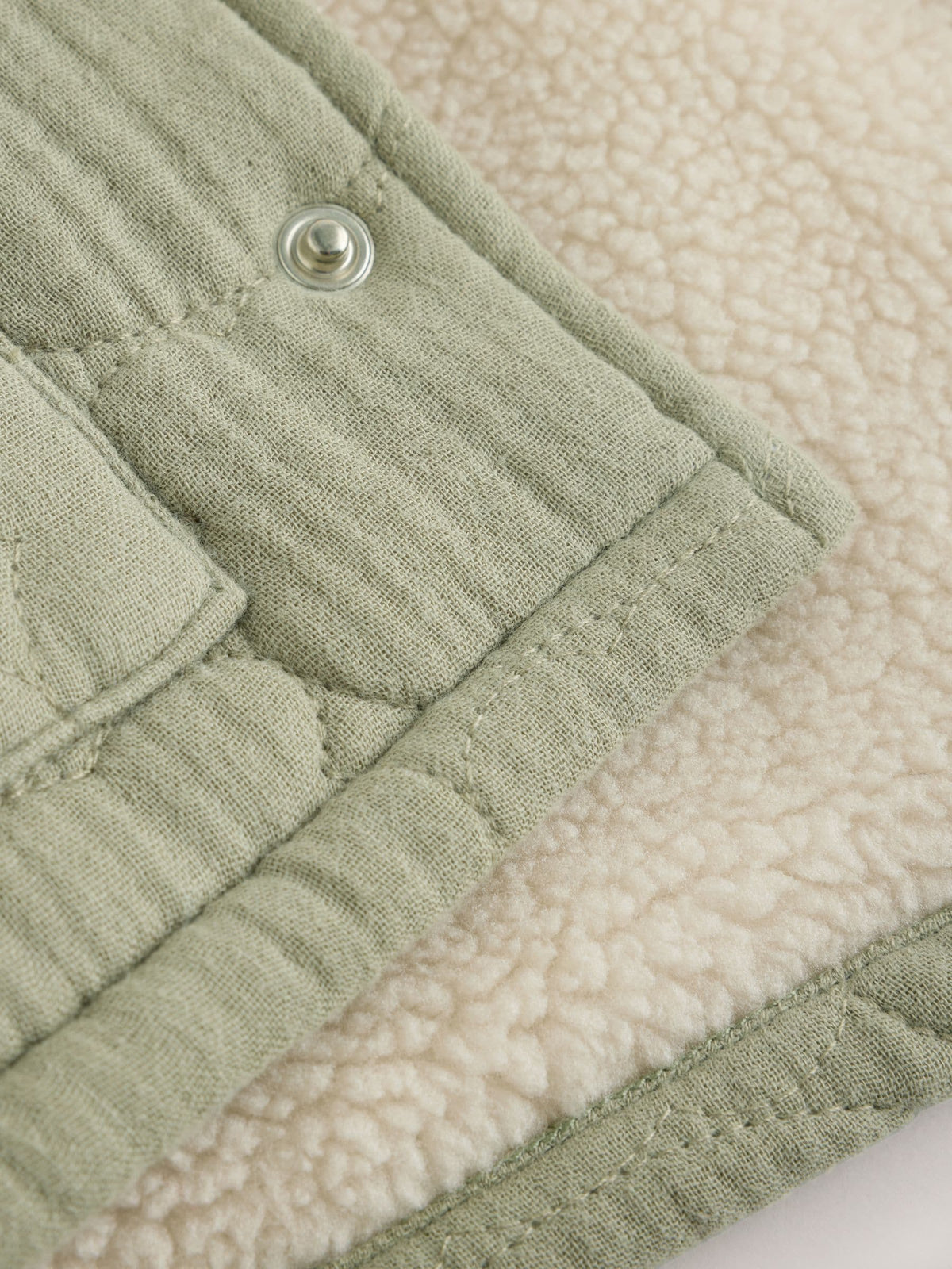Sage Green Crinkle Bear Face Quilted Baby Jacket (0mths-2yrs)