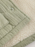 Sage Green Crinkle Bear Face Quilted Baby Jacket (0mths-2yrs)