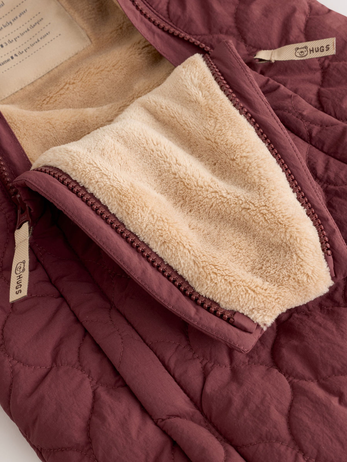 Burgundy Red Quilted Hooded Nylon Baby All-In-One (0-18mths)
