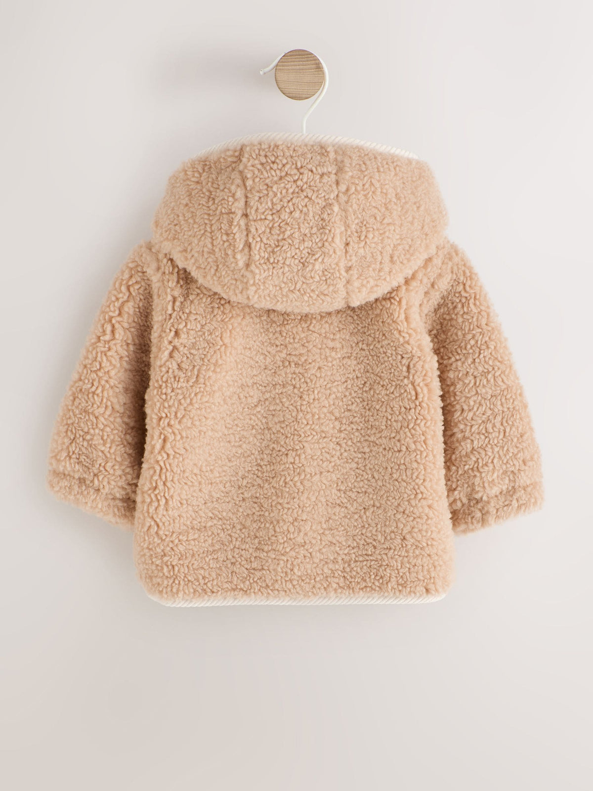 Caramel Borg Hooded Fleece Lined Baby Jacket