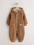 Brown Borg Hooded Baby Pramsuit