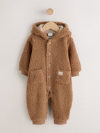 Brown Borg Hooded Baby Pramsuit