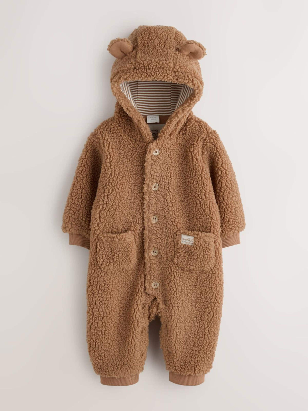 Brown Borg Hooded Baby Pramsuit