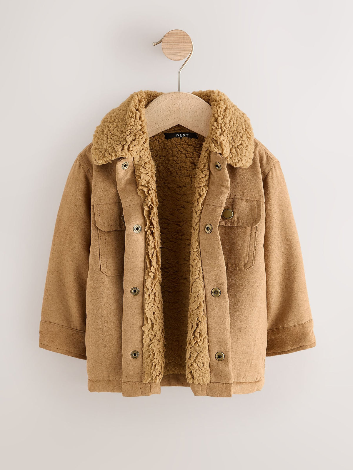 Tan Brown Faux Suede Borg Lined Shacket (3mths-7yrs)