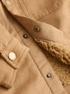 Tan Brown Faux Suede Borg Lined Shacket (3mths-7yrs)