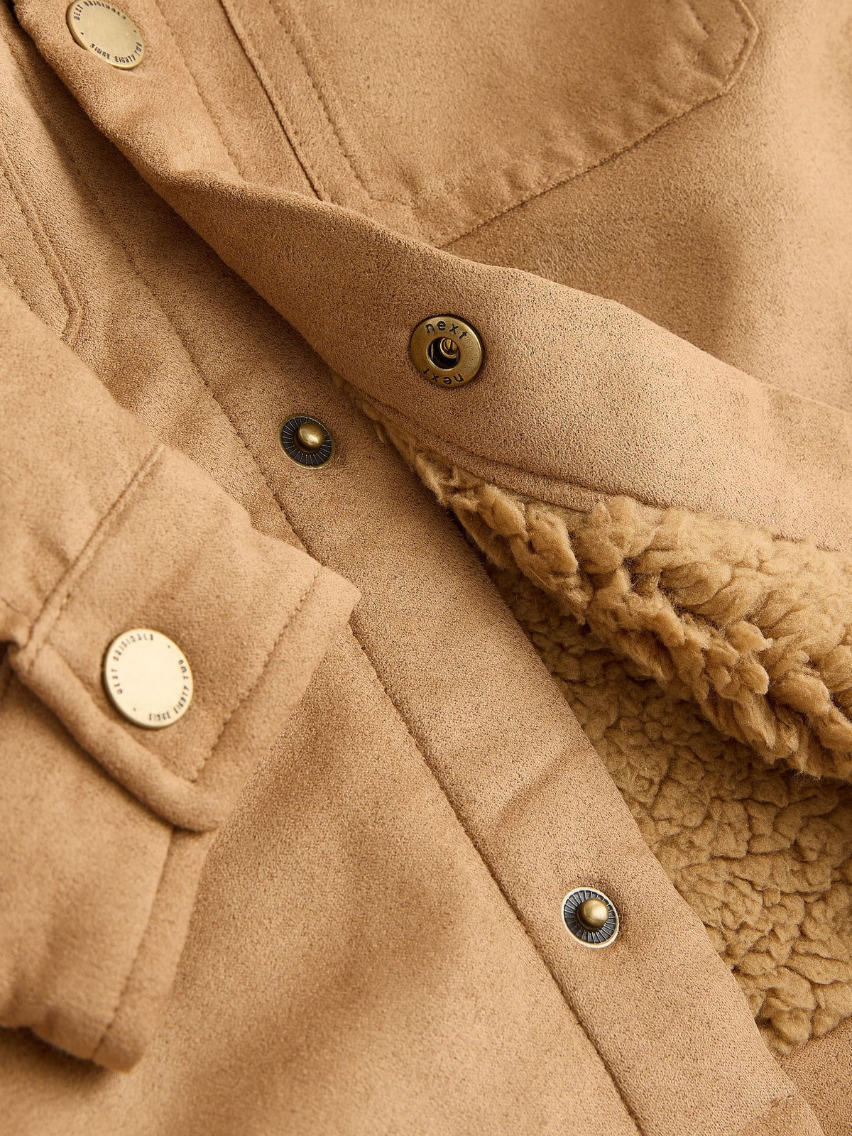 Tan Brown Faux Suede Borg Lined Shacket (3mths-7yrs)