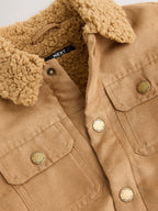 Tan Brown Faux Suede Borg Lined Shacket (3mths-7yrs)