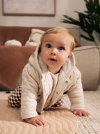 Cream Crinkle Bear Face Quilted Baby Jacket