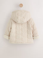 Cream Crinkle Bear Face Quilted Baby Jacket