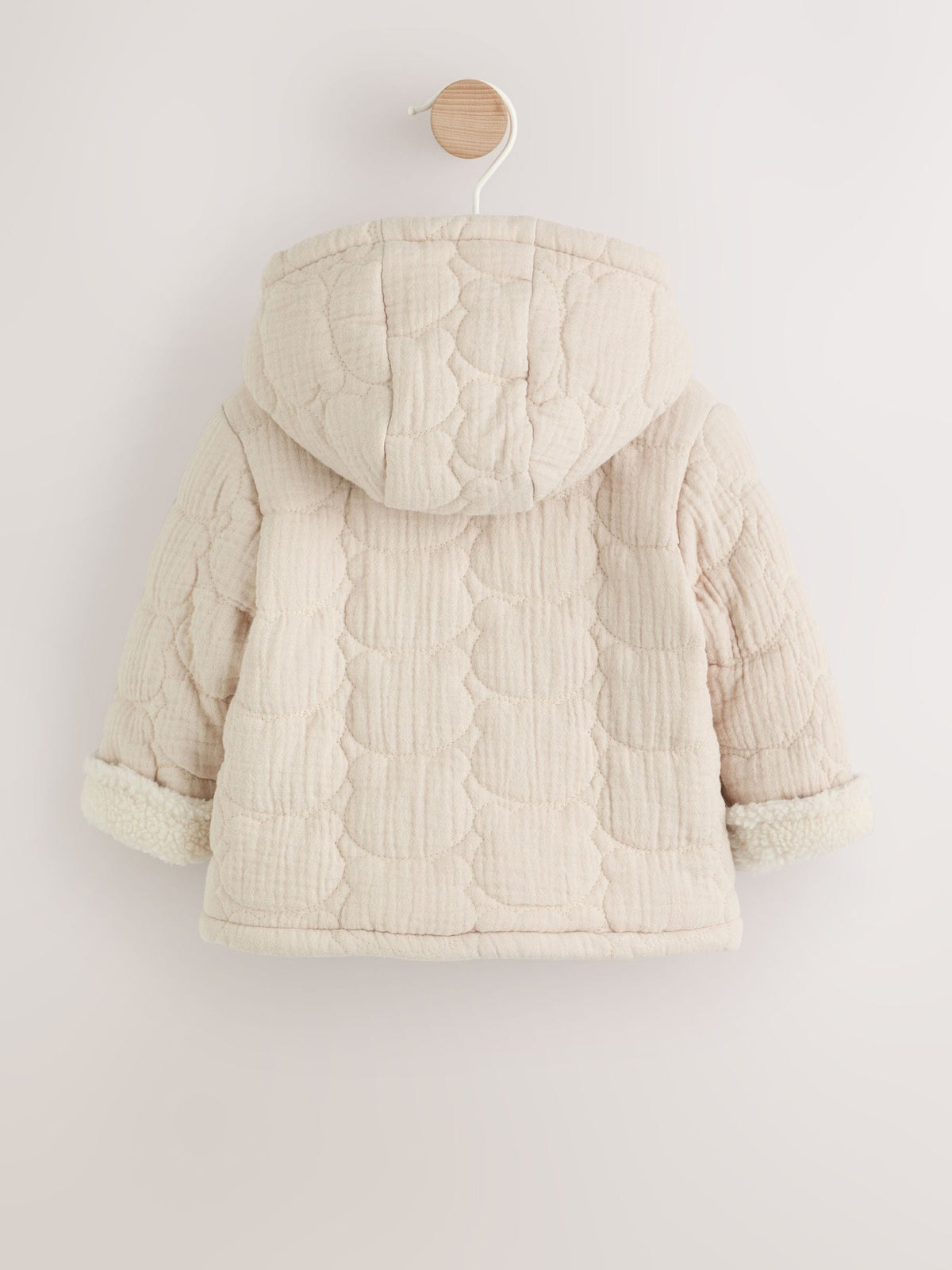 Cream Crinkle Bear Face Quilted Baby Jacket