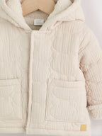 Cream Crinkle Bear Face Quilted Baby Jacket