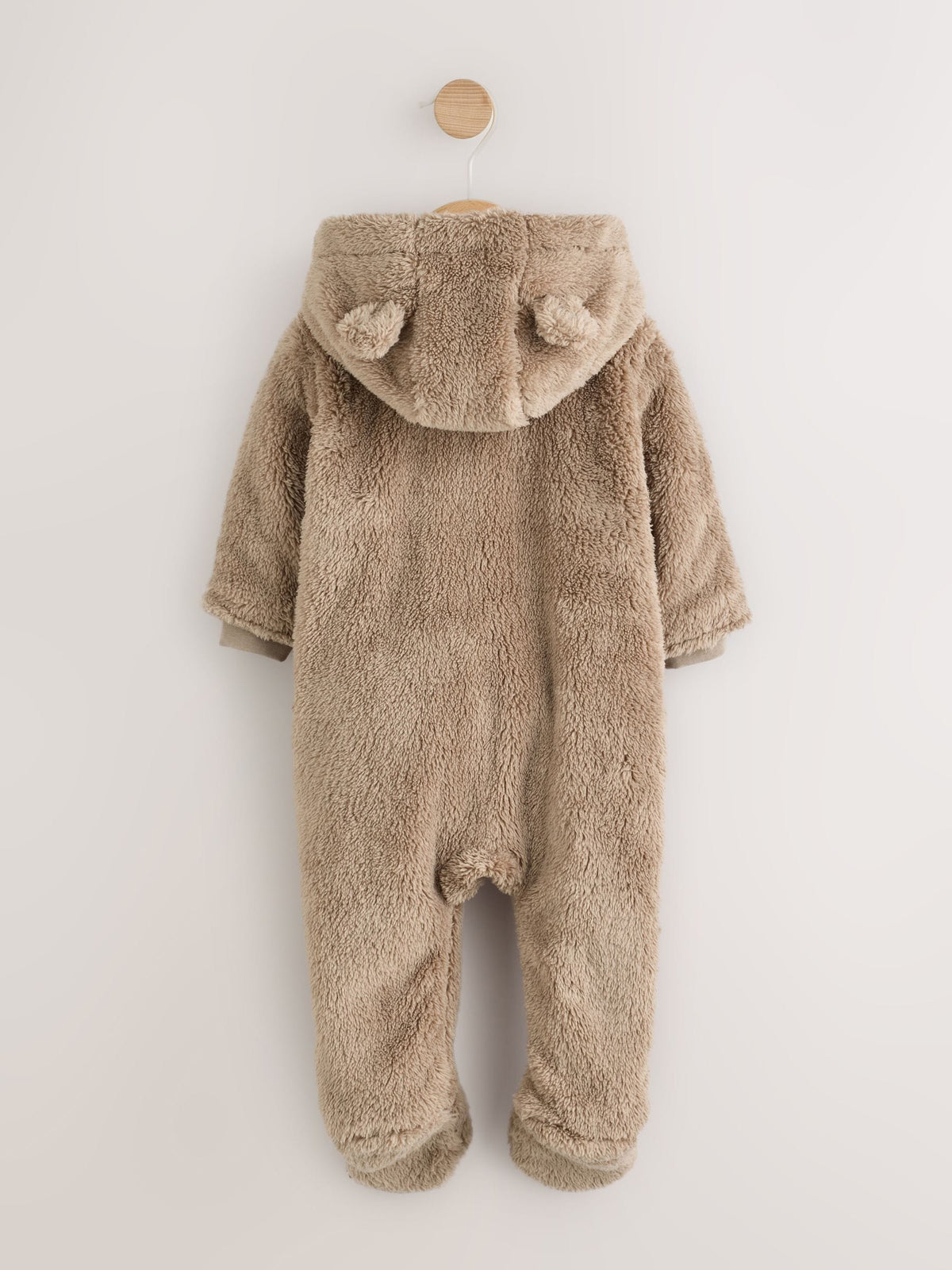 Brown Fleece Hooded Baby Pramsuit