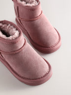 Pink Standard Fit (F) Water Repellent Suede Pull On Boots
