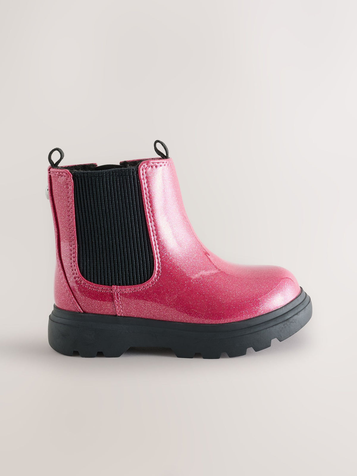 Pink Shimmer Chelsea Chunky Ankle Boots
