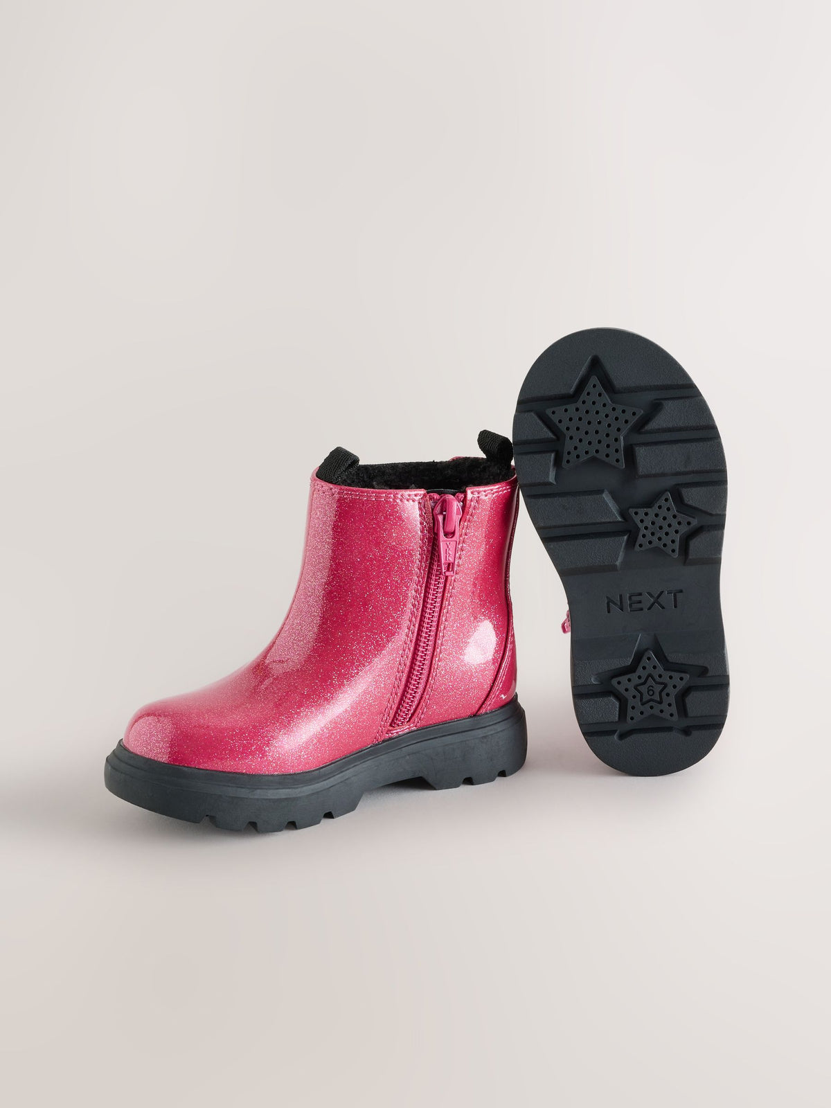 Pink Shimmer Chelsea Chunky Ankle Boots