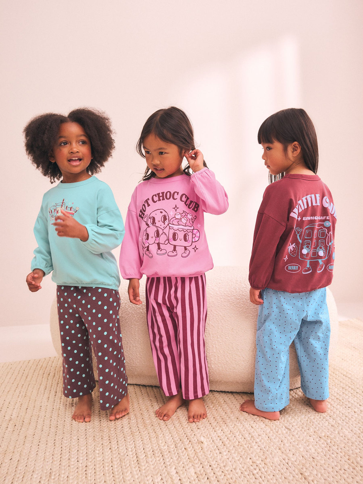 Pink/Brown Graphic Top Wide Leg Pyjamas 3 Pack (9mths-10yrs)