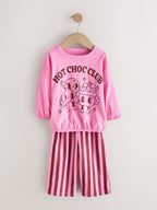 Pink/Brown Graphic Top Wide Leg Pyjamas 3 Pack (9mths-10yrs)