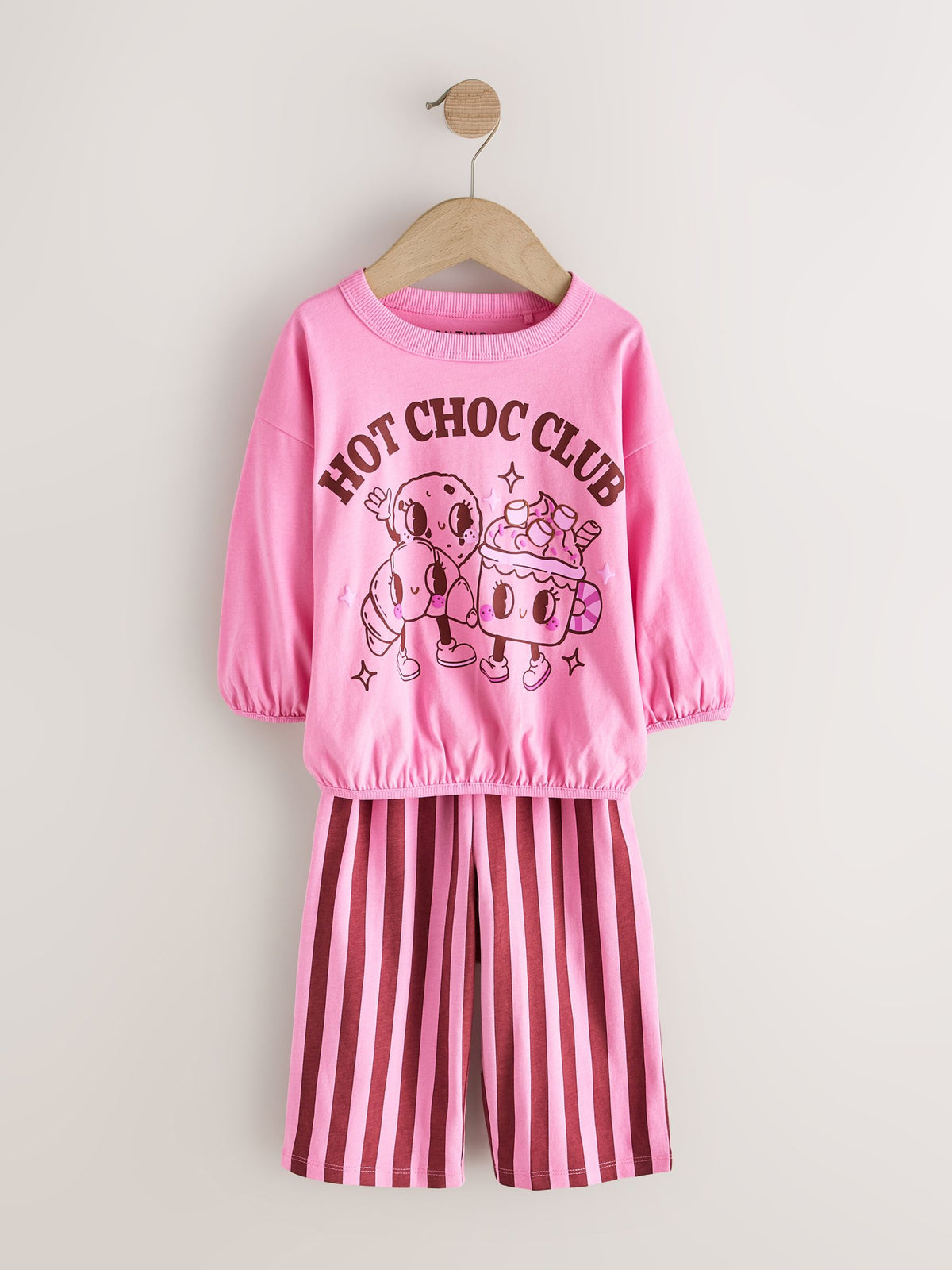 Pink/Brown Graphic Top Wide Leg Pyjamas 3 Pack (9mths-10yrs)
