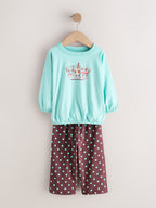 Pink/Brown Graphic Top Wide Leg Pyjamas 3 Pack (9mths-10yrs)
