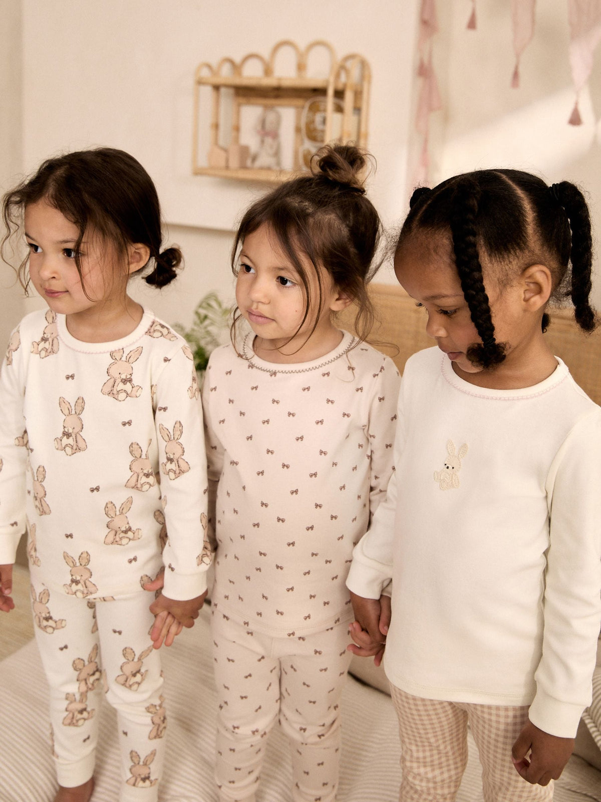 Neutral Bunny Print Snuggle Pyjamas 3 Pack (9mths-12yrs)