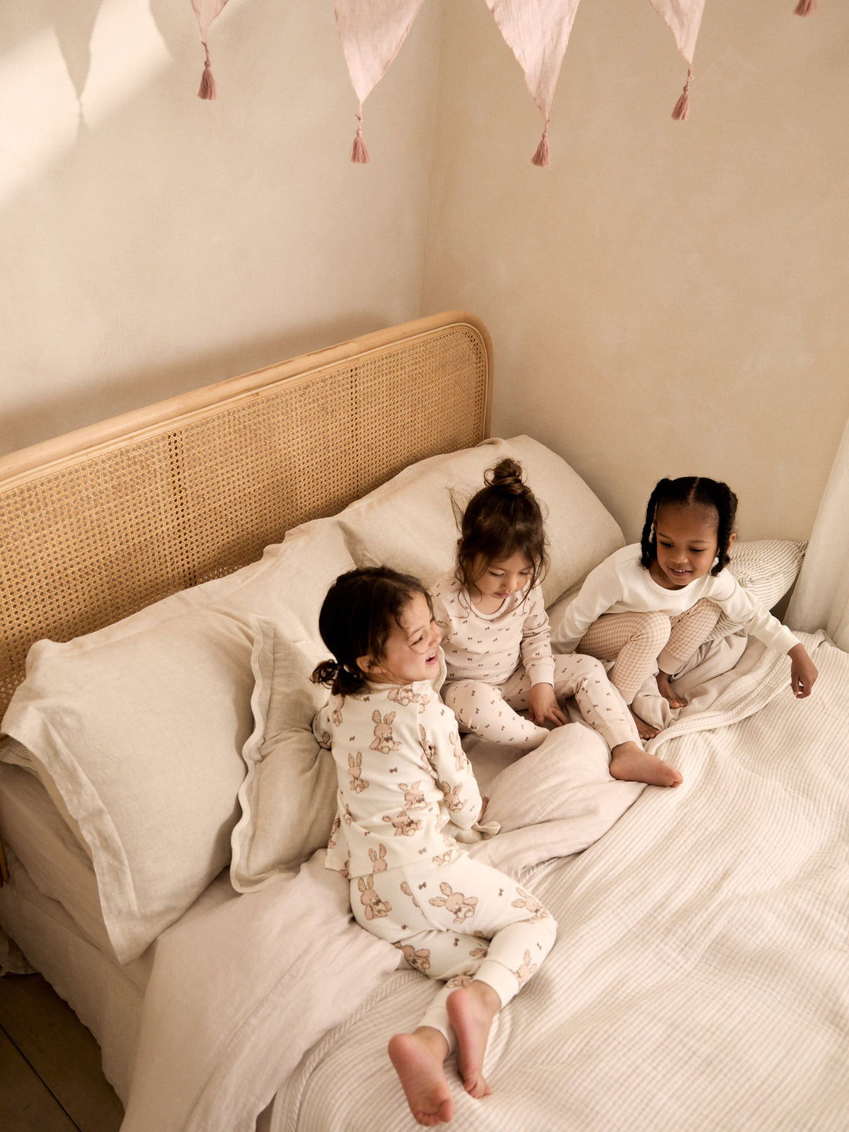 Neutral Bunny Print Snuggle Pyjamas 3 Pack (9mths-12yrs)