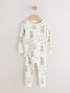 Neutral Bunny Print Snuggle Pyjamas 3 Pack (9mths-12yrs)
