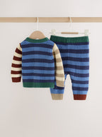 Blue Stripe Knitted Cardigan and Legging Baby Set (0mths-2yrs)