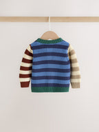 Blue Stripe Knitted Cardigan and Legging Baby Set (0mths-2yrs)