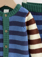 Blue Stripe Knitted Cardigan and Legging Baby Set (0mths-2yrs)