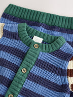 Blue Stripe Knitted Cardigan and Legging Baby Set (0mths-2yrs)