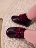 Burgundy Red Bow Baby Boots (0-24mths)