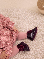 Burgundy Red Bow Baby Boots (0-24mths)