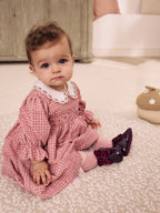 Burgundy Red Bow Baby Boots (0-24mths)