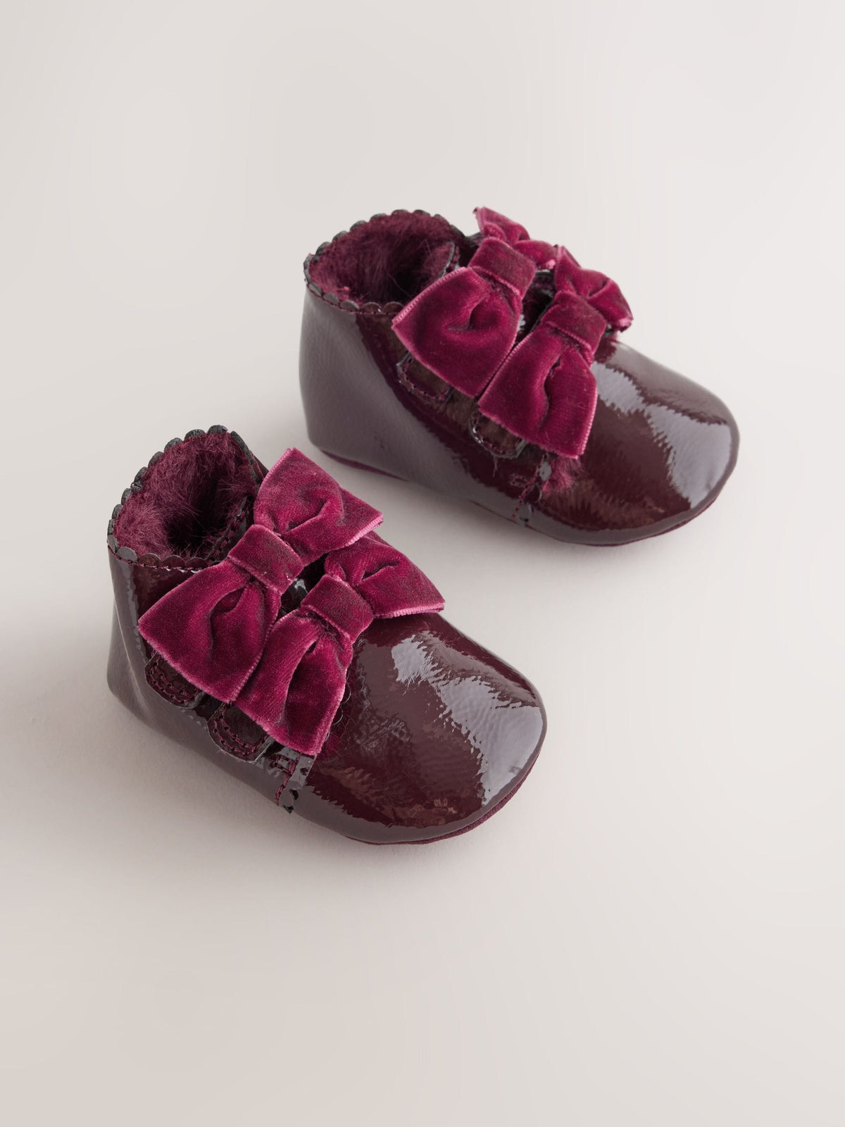 Burgundy Red Bow Baby Boots (0-24mths)