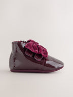 Burgundy Red Bow Baby Boots (0-24mths)